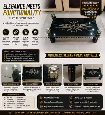 wooden table / sofa center table / glass top table / side table