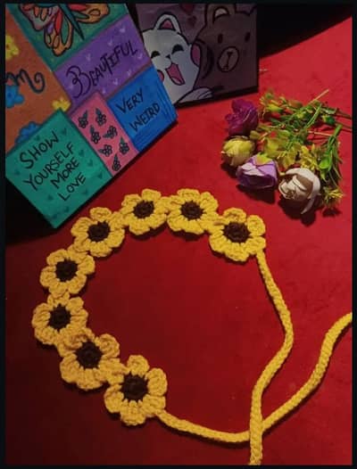 Sunflower crochet headband