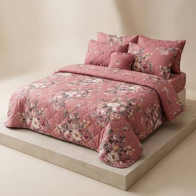 cotton Salonica comporter set pink floral double bed