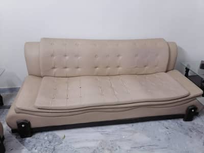 7 Seater Premium Leather Sofa Set - Excellent Condition