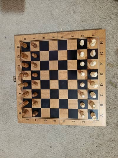 Chess Board with wooden blocks