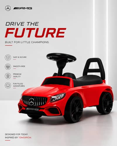 Red Kids Riding Car with Black Wheel & Seat