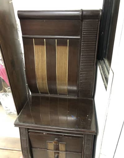 Wooden Bed Set With wardrobe and Side table