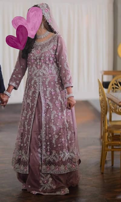 Elegant Valima Dress – Light Purple | 36 Chest | Heavy Silver & Purple
