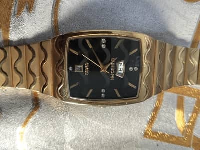 Men's watch Swiss 23k gold plated watch