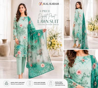Premium 3 Piece Digital Print Lawn Suit – New Arrival