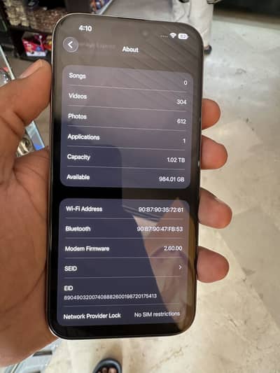 Apple iPhone 16 Pro Max non pta 1TB natural Battery 90 water pack