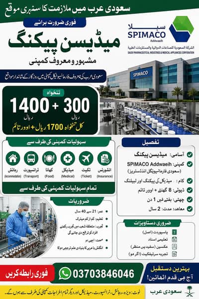Saudi Arabia Medical Packing Jobs – SPIMACO Company Hiring