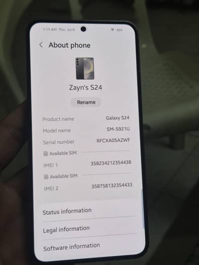 Samsung S24 5G 8/256GB USA Variant physical plus esim