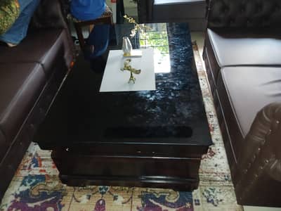 Dark wood Table with glass Top excellent condition