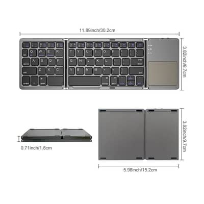 Foldable Bluetooth Keyboard with Touchpad | Wireless Mini Keyboard