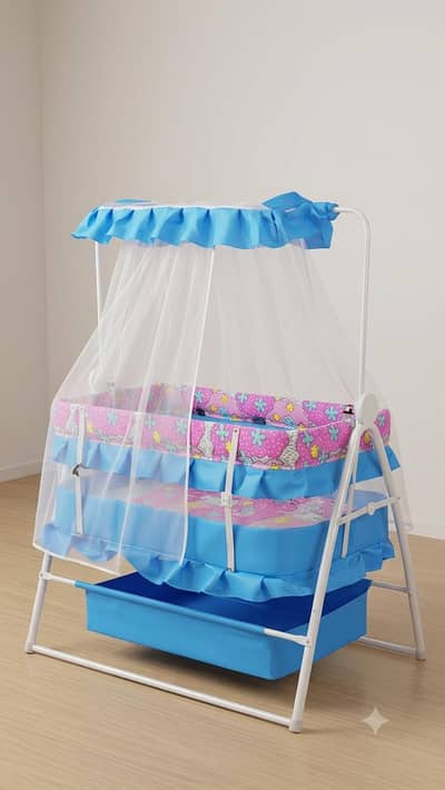 Baby Cradle / Bassinet with Mosquito Net and Storage Basket