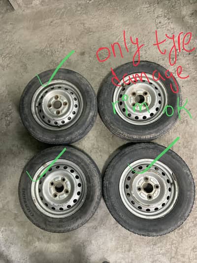 12 inches rims with tyres (2nd hand) available for  Sale! 03004940149