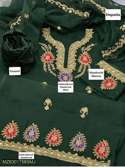 3 Piece |  Unstitched | Embroidered Lawn Suit for Women