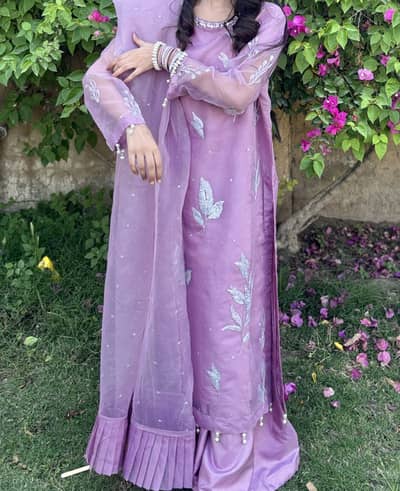 Long Shirt with Plazo (Lilac)