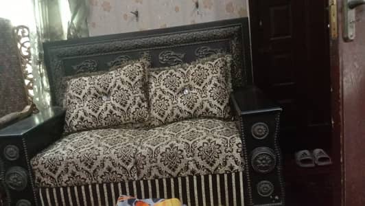 2 Seater Black and White Sofa