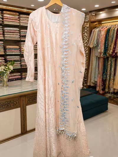 peach color maxi with cancan