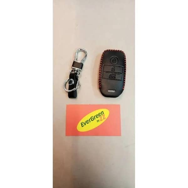 KIA SORENTO CAR PROTECTIVE SYNTACTIC LEATHER WITH RED BEAUTIFUL THREAD DESIGN CASE KEY POUCH REMOTE COVER