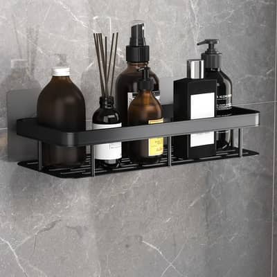 Aluminum Bathroom Wall Shelf Punch Free 2 Layer Organizer [10/10 New]