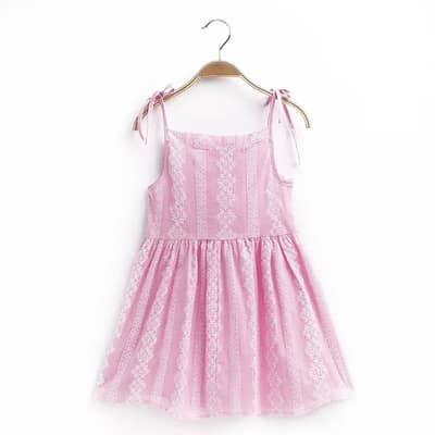 Girls korean style linen pink vertical  suspender