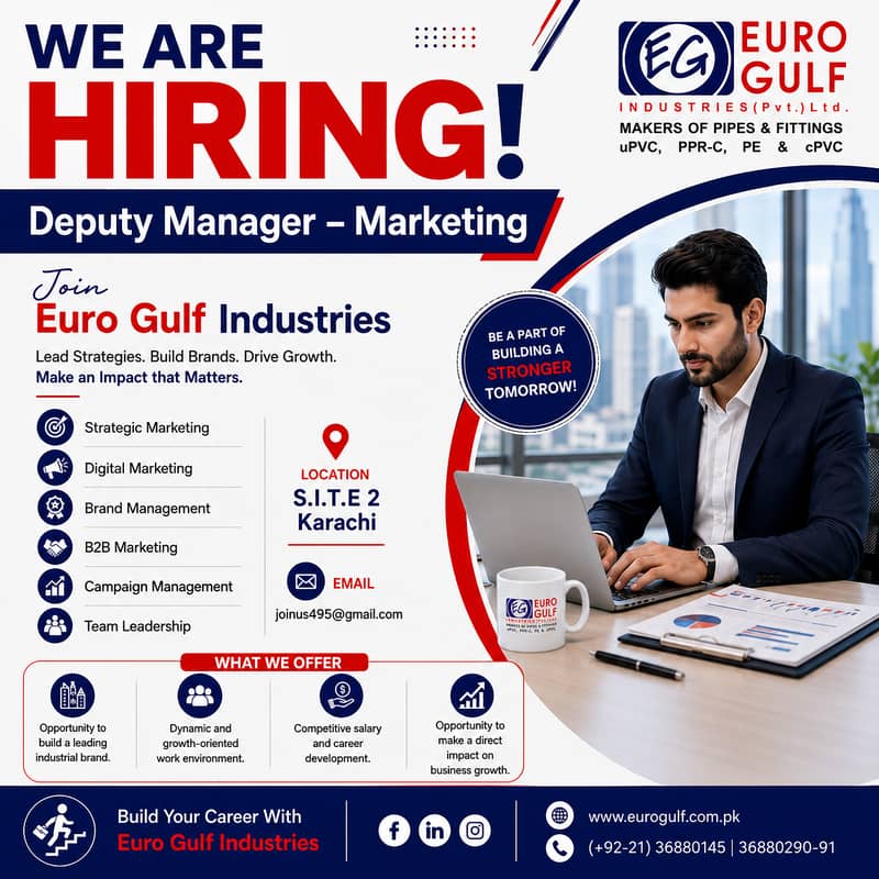 Deputy Manager – Marketing Required 0