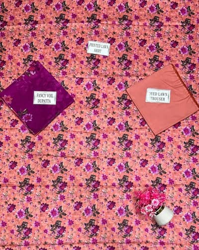 unstitched 3 pcs printed lawn