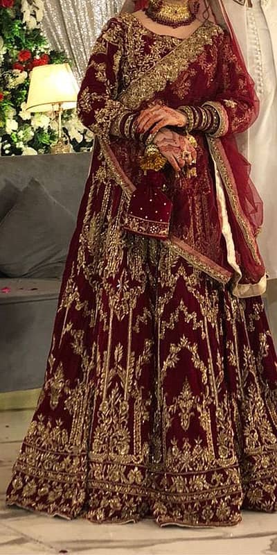 Velvet bridal lehnga