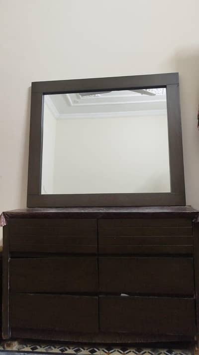 Dark Brown 6-Drawer Dressing Table with Large Matching Mirror