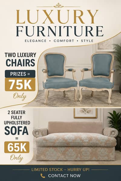 Luxury 2 Seater Sofa & Elegant Chairs for Sale | Premium Upholstered