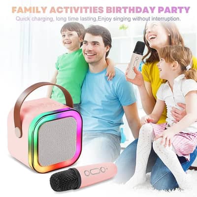 portable led speaker Pink with 2 microphone for parties&communities