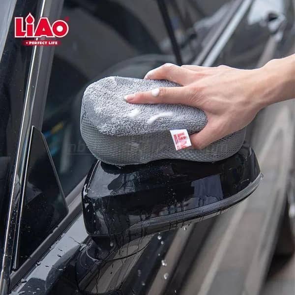 Liao Microfiber Car Wash Sponge, All Purpose Oval Cleaning Sponge, Reusable and Soft Double Sided Sponge for Cars, Motorcycle, House, Office