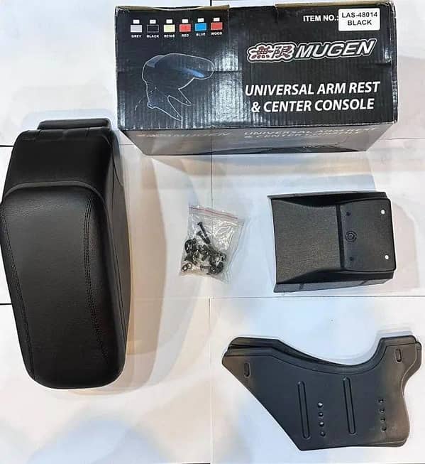 CAR UNIVERSAL ARM REST & CENTER CONSOLE BLACK SLIDING LEATHER LOOK EASY TO INSTALL EASY TO USE FOR ALL CARS UNIVERSAL