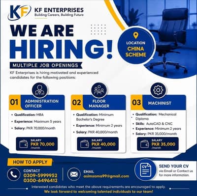 KF Enterprises is Hiring  KF Enterprises is Hiring –