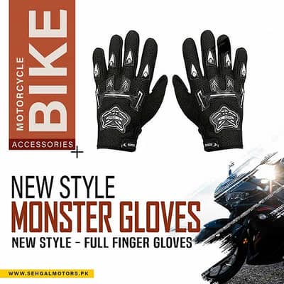 Monster Gloves - Motorcycle Full Finger Gloves Protective Gear Racing