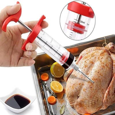 30ml Meat Injector Syringe Stainless Steel BBQ Chicken Marinade Tool