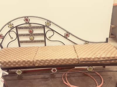 Majboot Wrought Iron Dewan / 3 Seater Sofa Bench with Cushions