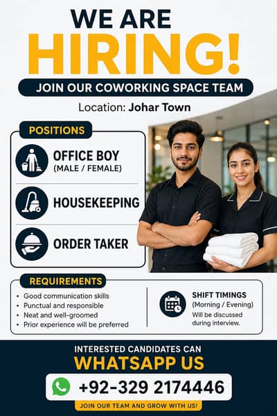 Office Staff/ Hospitality Staff/ Housekeeping