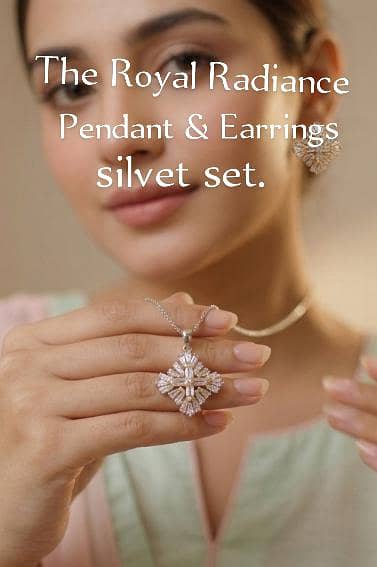 The Royal Radiance pendants & Earings silver set