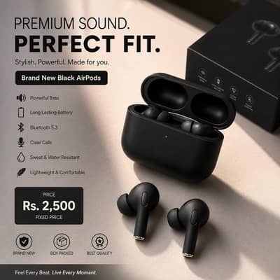 Brand New Black AirPods – Sealed Box – Only Rs. 2,500