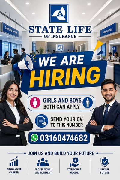 State Life Insurance of Pakistan requires male and female staff