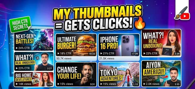 professional YouTube thumbnails - High CTR 250 rs