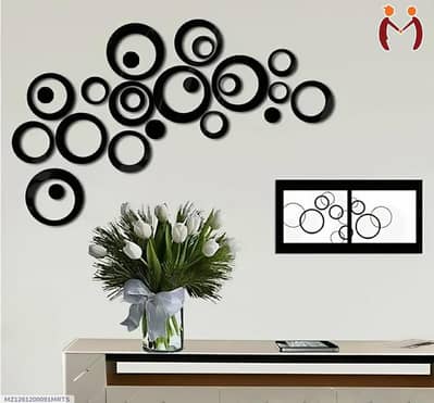 Black Abstract Circle wall art 24 pcs modern Decor