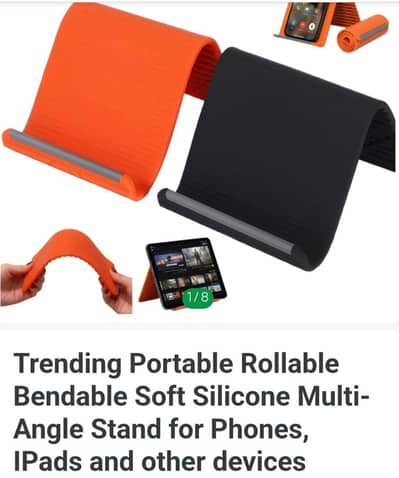 Rollable Bendable soft Silicon phone stand