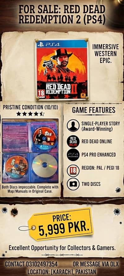 red redemption 2 disc for ps4 console