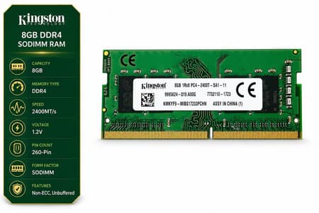 Kingston 8GB DDR4 2400MHz (PC4-2400T) 260-Pin SODIMM Laptop Memory RAM