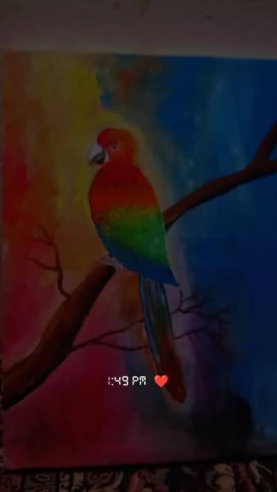 Canvas painting a parrot