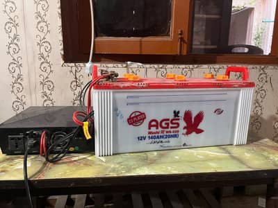 AGS WS 220 Battery 23 Plates With Heavy Duty UPS Inverter Setup