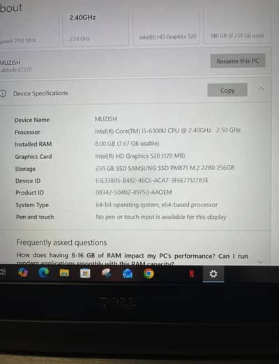 Dell laptop i5 6th gen