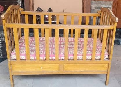 Wooden Baby Cot with Mattress | Good Condition