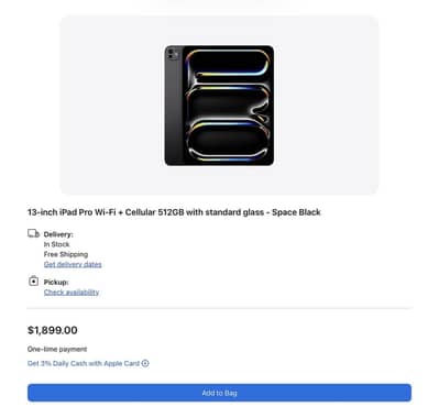 Apple iPad Pro M5 13” 512GB WIFI + CELLULAR 1900$